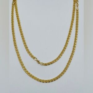 BISMARK Yellow Gold plated 14k Chain Necklaces  24” With crystal cross